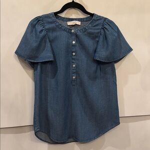 LOFT Denim Blue Short Sleeve Blouse
